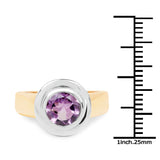 14K Yellow Gold Plated 2.25 Carat Genuine Amethyst .925 Sterling Silver Ring