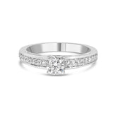 14K White Gold 1/2 Cttw Diamond Solitaire Pave Set Engagement Ring (G-H Color, VS2-SI1 Clarity) - Size 7