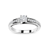 14K White Gold 1/2 Cttw Diamond Solitaire Pave Set Engagement Ring (G-H Color, VS2-SI1 Clarity) - Size 7