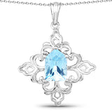 6.10 Carat Genuine Swiss Blue Topaz .925 Sterling Silver Pendant