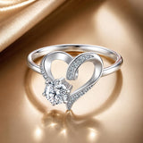 925 Sterling Silver Moissanite Heart-Shaped Ring Size 7 for Women