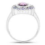 2.53 Carat Genuine Amethyst and Tanzanite .925 Sterling Silver Ring