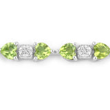 9.78 Carat Genuine Peridot and White Diamond .925 Sterling Silver Bracelet