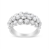 10K White Gold 2 1/2 Cttw Round Natural Diamond 3 Row Band Ring (I-J Color, I1-I2 Clarity) - Ring Size 7