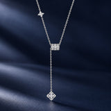 925 Sterling Silver White Gold Plated Moissanite Four Leaf Clover 40+5cm Necklace for Women