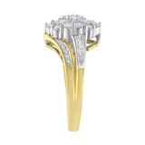 10K Yellow and White Gold 1/2 Cttw Diamond Marquise Shaped Cluster Split Shank Ring (H-I Color, SI2-I1 Clarity) - Size 7