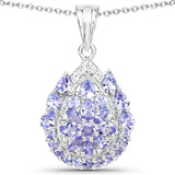 2.64 Carat Genuine Tanzanite and White Topaz .925 Sterling Silver Pendant