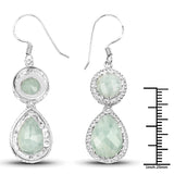 11.82 Carat Genuine Aquamarine .925 Sterling Silver Earrings