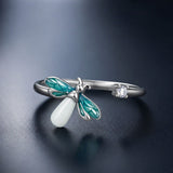 925 Sterling Silver White Gold Plated Enamel Pavé Setting CZ Ring