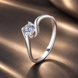 925 Sterling Silver 5mm Moissanite Ring for Women
