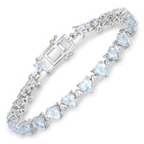 7.71 Carat Genuine Aquamarine and White Diamond .925 Sterling Silver Bracelet