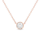 .925 Sterling Silver 1/2 Cttw Diamond Bezel 18" Pendant Necklace (I-J Color, I2-I3 Clarity)