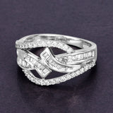 0.72 Carat Genuine White Diamond 14K White Gold Ring (E-F-G Color, VS-SI Clarity)
