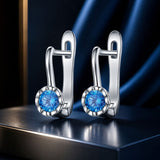 925 Sterling Silver Earrings with Oxidized Finish and Pavé Setting