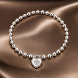 925 Sterling Silver Bracelet with Pavé Setting CZ and Platinum Plating, 17cm for Women