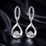 925 Sterling Silver Moissanite 0.5ct Earrings with Pavé Setting, Size 30*11mm for Women