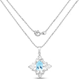 6.10 Carat Genuine Swiss Blue Topaz .925 Sterling Silver Pendant