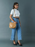 The Croco Satchel- Beige