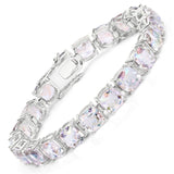 40.00 Carat Genuine Opal Rainbow Quartz .925 Sterling Silver Bracelet