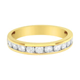 IGI Certified 18K Yellow Gold 1.0 Cttw Channel Set Round-Cut Diamond 11 Stone Anniversary/Wedding Band Ring (I-J Color, I1-I2 Clarity) - Size 9.5