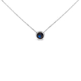 .925 Sterling Silver 7MM Bezel Set Created Purple Amethyst Pendant Necklace - 18" Inches