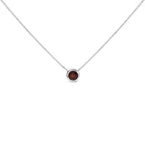 .925 Sterling Silver 7MM Bezel Set Created Purple Amethyst Pendant Necklace - 18" Inches