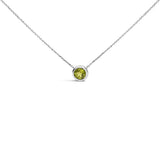 .925 Sterling Silver 7MM Bezel Set Created Purple Amethyst Pendant Necklace - 18" Inches