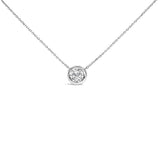 .925 Sterling Silver 7MM Bezel Set Created Purple Amethyst Pendant Necklace - 18" Inches