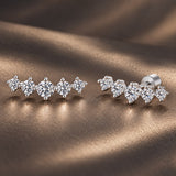 925 Sterling Silver White Gold Plated Moissanite 1.4 x 0.4 cm Earrings for Women