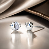 925 Sterling Silver Earrings with Pavé Setting CZ, Size 0.6*0.7cm, for Women