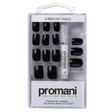 Promani Black False Nail Kit with Glue 24 Count