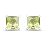 2.00 Carat Genuine Peridot .925 Sterling Silver Earrings