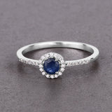 0.38 Carat Genuine Blue Sapphire and White Diamond 14K White Gold Ring