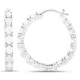 2.05 Carat Genuine Created Opal .925 Sterling Silver Earrings