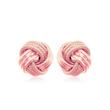 14k Rose Gold Love Knot with Ridge Texture Earrings