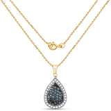 14K Yellow Gold Plated 0.81 Carat Genuine Blue Diamond and White Diamond .925 Sterling Silver Pendant