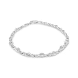 .925 Sterling Silver Prong Set Diamond Accent Curved Spiral Link Bracelet (I-J Color, I3 Clarity) - 7.25"