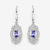 1.12 Carat Genuine Tanzanite and White Topaz .925 Sterling Silver Earrings