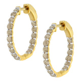 10K Yellow Gold Plated Sterling Silver Diamond Hoop Earrings (2 cttw, K-L Color, I2-I3 Clarity)