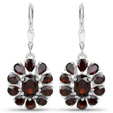 13.82 Carat Genuine Garnet and White Topaz .925 Sterling Silver 3 Piece Jewelry Set (Ring, Earrings, and Pendant w/ Chain)