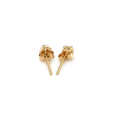 14k Yellow Gold Stud Earrings with White Hue Faceted Cubic Zirconia