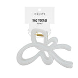 Eklips White Ribbon Claw Clip for Secure Hair Styling