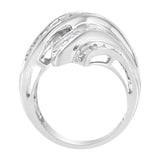 10K White Gold Round and Baguette Cut Diamond Channel Ring (3/4 Cttw, H-I Color, SI2-I1 Clarity) - Size 7