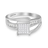 10K White Gold 1/3 Cttw Invisible Set Princess-cut Diamond Cluster Bypass Ring (H-I Color, SI1-SI2 Clarity) - Ring Size 7