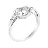 14K White Gold 1/8 Cttw Channel Set Round-Cut Diamond Heart Ring (H-I Color, SI2-I1 Clarity)