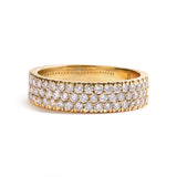 14K Yellow Gold Pave Set 3/4 cttw Multi Row Diamond Band Ring  (H-I Color, SI2-I1 Clarity) - Size 7