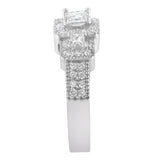 14K White Gold Round and Princess-Cut Diamond Three Stone Ring (1 Cttw, H-I Color, I1-I2 Clarity) - Size 7