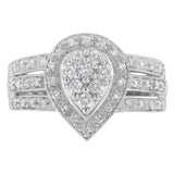 10K White Gold Round Cut Diamond Teardrop Ring (1/2 Cttw, H-I Color, SI2-I1 Clarity) - Size 6-1/2