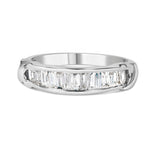 .925 Sterling Silver 1/2 Cttw Baguette Cut Diamond Channel Set X-Station Wedding Ring (H-I Color, I1-I2 Clarity) - Size 6-1/2