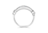 .925 Sterling Silver 1/2 Cttw Baguette Cut Diamond Channel Set X-Station Wedding Ring (H-I Color, I1-I2 Clarity) - Size 6-1/2